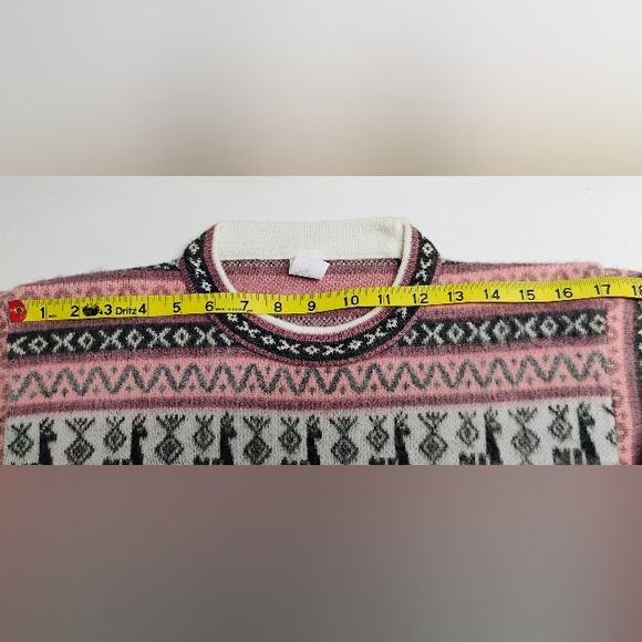 Andino Artisans Alpaca Wool Sweater Women's Sz 10 Crew Neck V-3 - Picture 8 of 11
